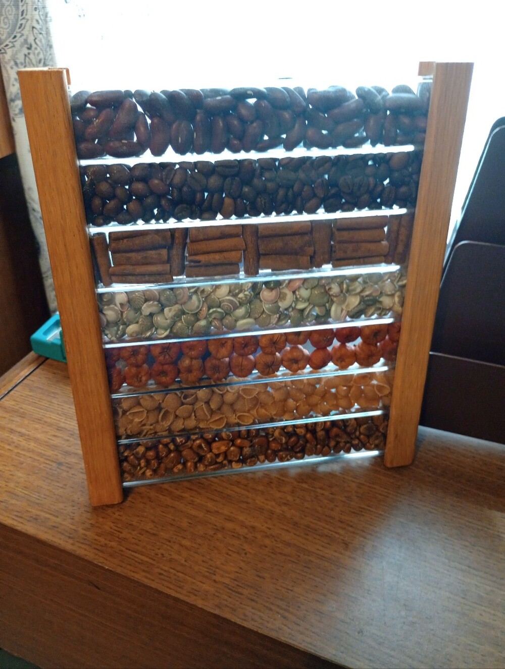 Wood and Natural Seed Decorative Bead Frame
